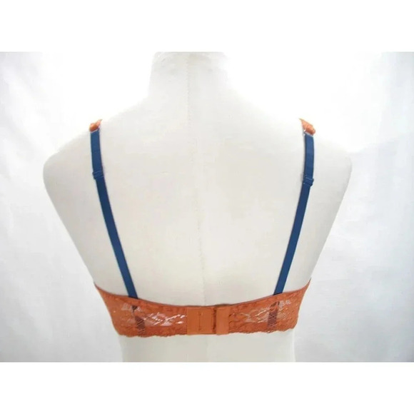 34D Gilligan O'Malley Unlined Semi Sheer Lace Balconette UW Bra Orange Penny NWT - Picture 9 of 11